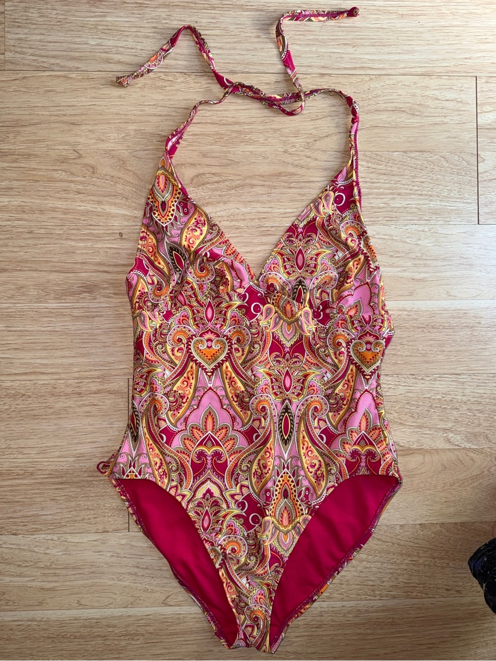 Women's Paisley Print Halter Neck One-Piece Swimsuit